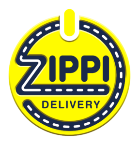 Bright yellow circular Zippi logo